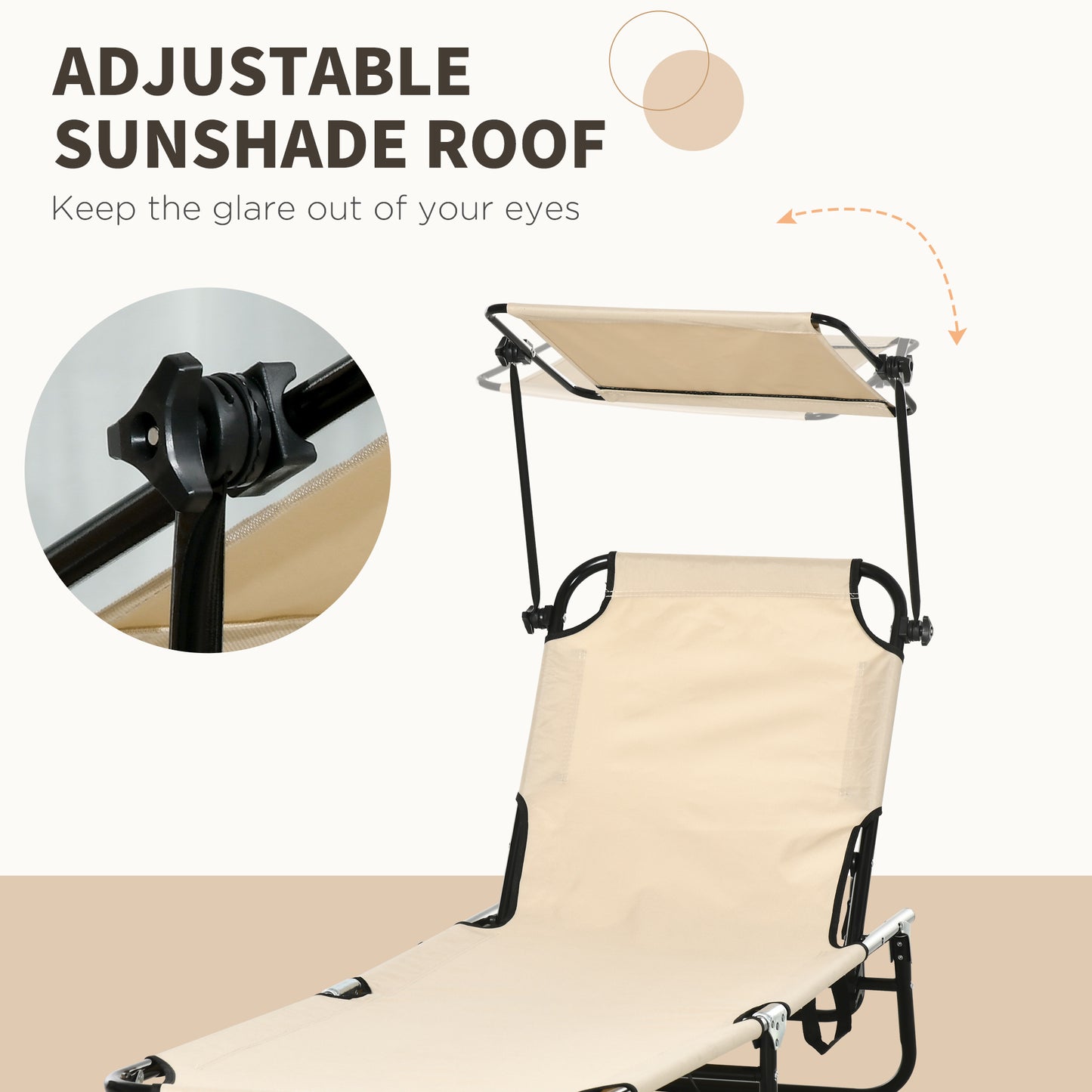 2 Piece Folding Sun Loungers with Adjustable Backrest, Tan Brown