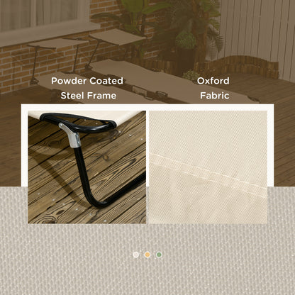 2 Piece Folding Sun Loungers with Adjustable Backrest, Tan Brown