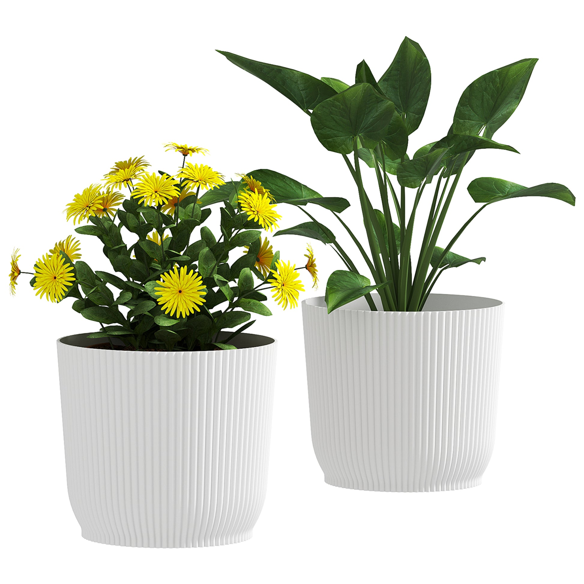 22 cm plant pots Set of 2 Round Plant Pots Outdoor 22cm for Garden, White – QuidsIn Superstore