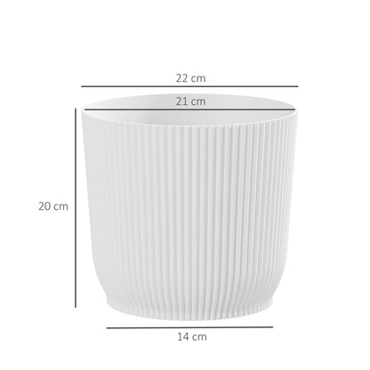 Set of 2 Round Plant Pots Outdoor 22cm for Garden, White