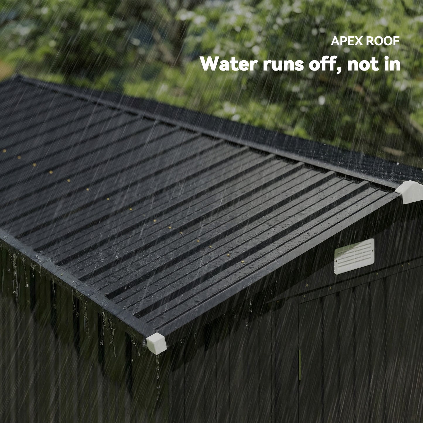 12 x 8 ft Garden Shed, Outdoor Storage Shed with 4 Vents Dark Grey