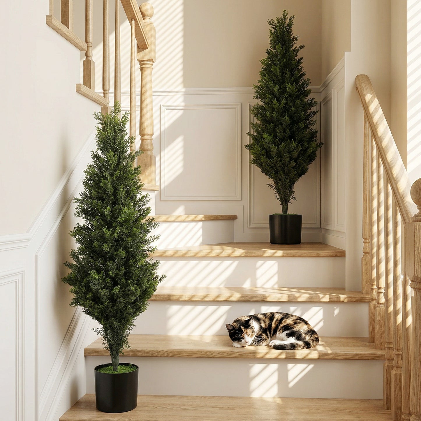 Set of 2 Decorative Artificial Plants Cypress in Weighted Pot, 90 cm Tall Fake Plant with 564 Leaves for Home Indoor Outdoor Decor