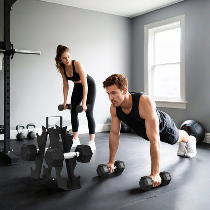 36KG Hex Dumbbell Set with Dumbbell Rack, Rubber Coated Weights -  Space-Saving for Home Gym Weight Lifting Strength Training, 2 x 2kg, 2 x 5kg, 2 x 8kg