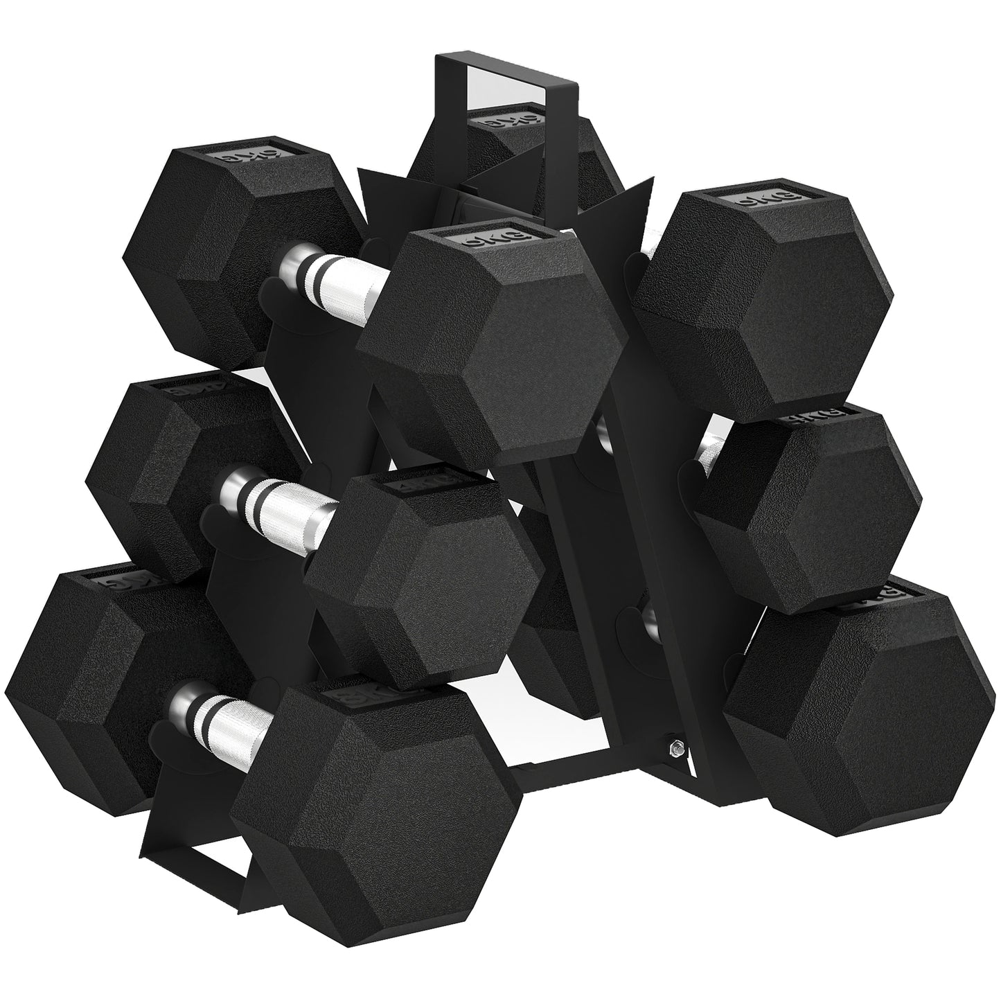 36KG Hex Dumbbell Set with Dumbbell Rack, Rubber Coated Weights -  Space-Saving for Home Gym Weight Lifting Strength Training, 2 x 2kg, 2 x 5kg, 2 x 8kg