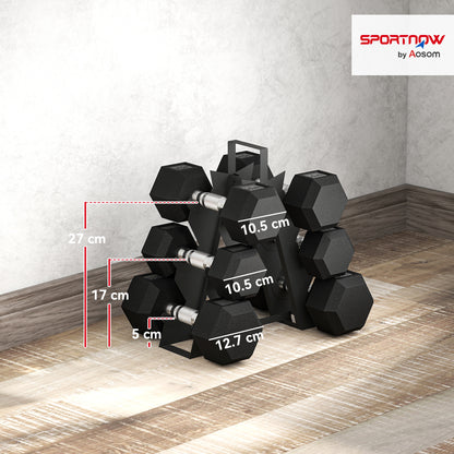 36KG Hex Dumbbell Set with Dumbbell Rack, Rubber Coated Weights -  Space-Saving for Home Gym Weight Lifting Strength Training, 2 x 2kg, 2 x 5kg, 2 x 8kg