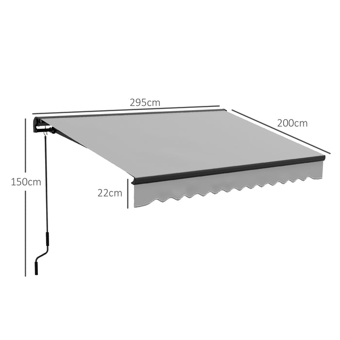 3 x 2m Electric Retractable Awning, Aluminium Frame, Light Grey