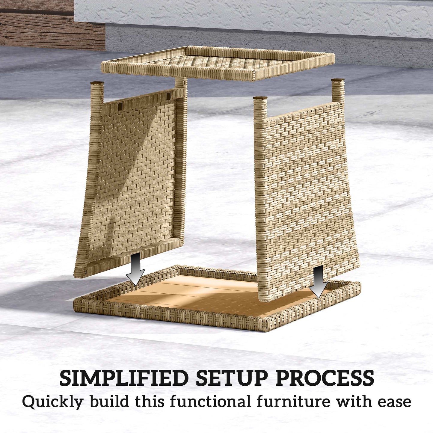 Side Table 2-Tier with Storage Shelf/Khaki