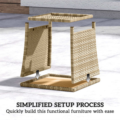 Side Table 2-Tier with Storage Shelf/Khaki