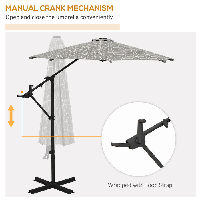 3(m) Convertible Cantilever Parasol and Centre-post Garden Parasol with Cross Base, 360 Rotation Banana Parasol with Crank Handle