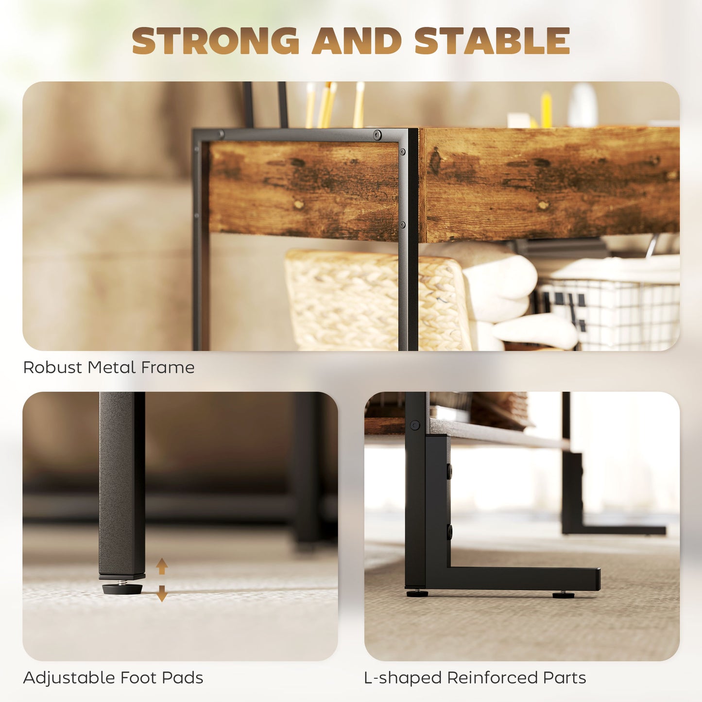 Industrial Lift Top Coffee Table with Storage Shelf Rustic Brown