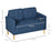 Modern Loveseat Sofa, Compact 2 Seater Sofa with Hidden Storage, 117cm Tufted Cotton Couch with Wood Legs, Blue