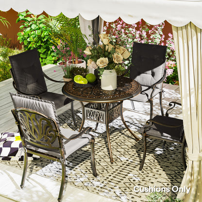 Set of 4 Garden Chair Cushions, Outdoor Seat Pads, Charcoal Grey