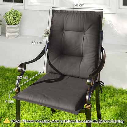 Set of 4 Garden Chair Cushions, Outdoor Seat Pads, Charcoal Grey