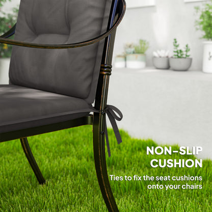 Set of 4 Garden Chair Cushions, Outdoor Seat Pads, Charcoal Grey