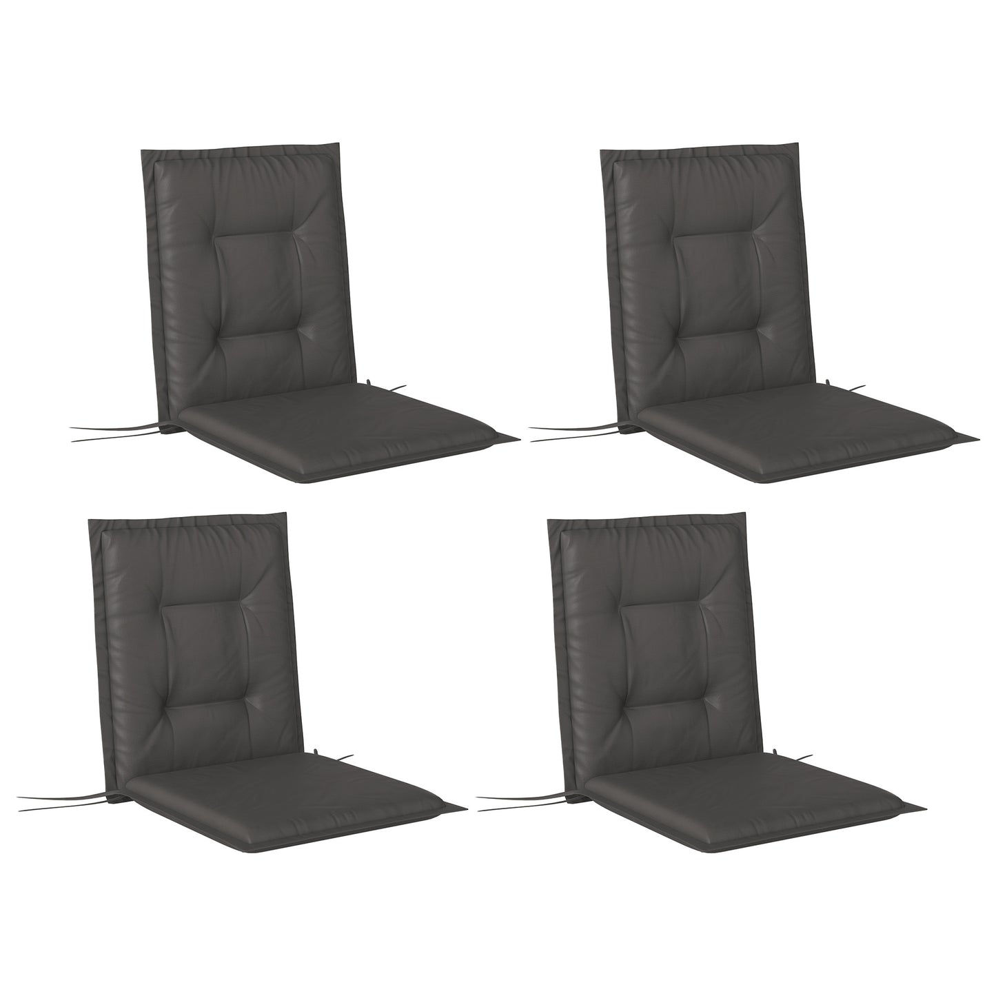 Set of 4 Garden Chair Cushions, Outdoor Seat Pads, Charcoal Grey