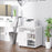 Multi-Storage Printer Stand Unit Office Desk Side Mobile Storage w/ Wheels Modern Style 60L x 50W x 65.5H cm - White