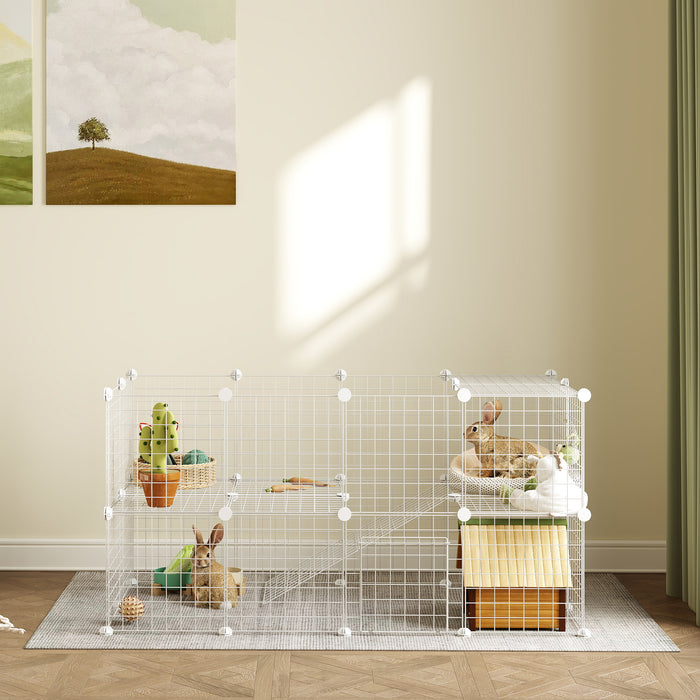 DIY Pet Playpen 36 Panel for Rabbit Chinchilla Hedgehog, White