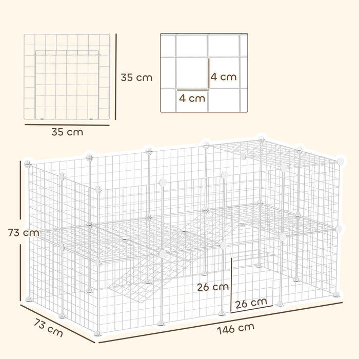 DIY Pet Playpen 36 Panel for Rabbit Chinchilla Hedgehog, White