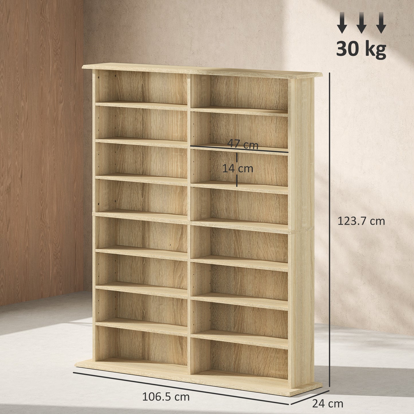 CD Storage Unit DVD Tower Blu-ray Storage Shelf for Office, Natural