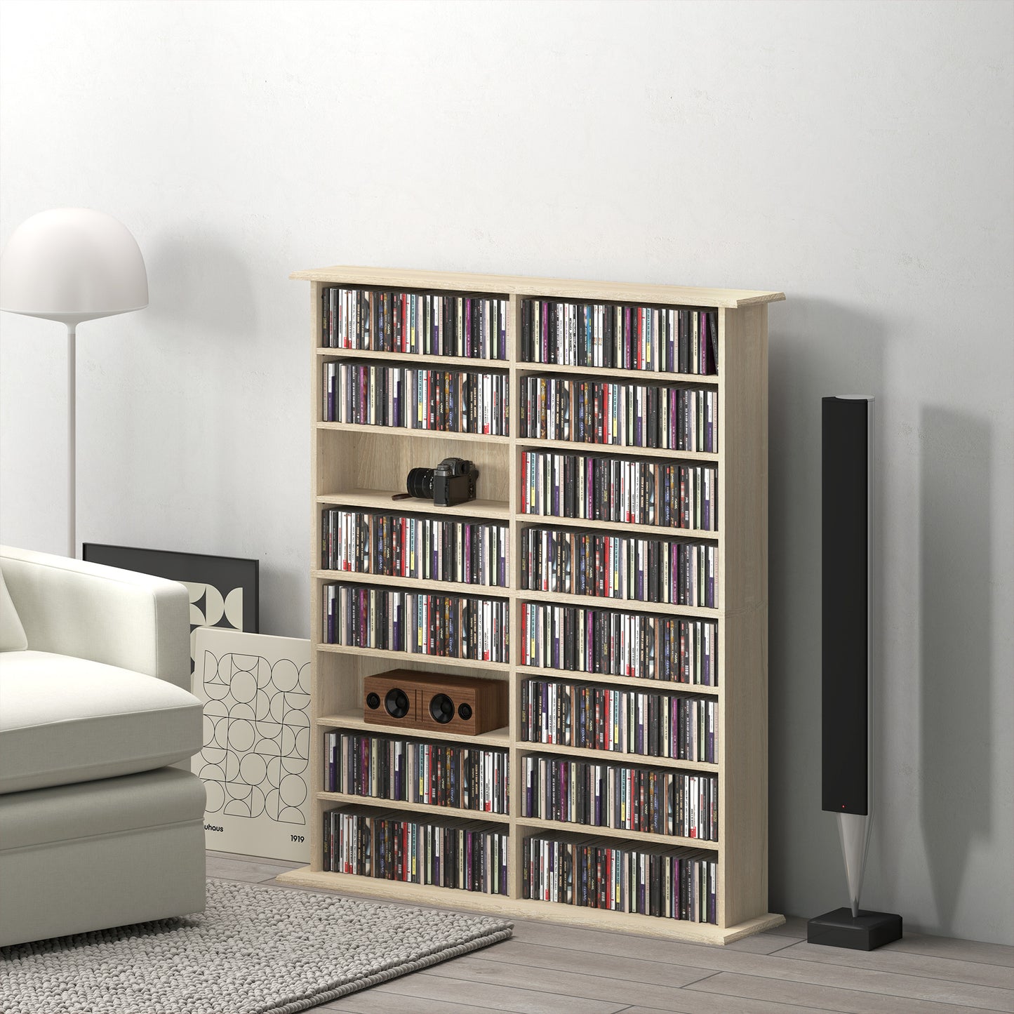CD Storage Unit DVD Tower Blu-ray Storage Shelf for Office, Natural