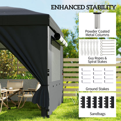 3 x 6 m Pop Up Gazebo, UPF50+ Wedding Party Tent Marquee, Black