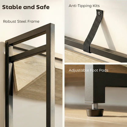 Bookcase Anti-Slip Design 5-Tier Oak