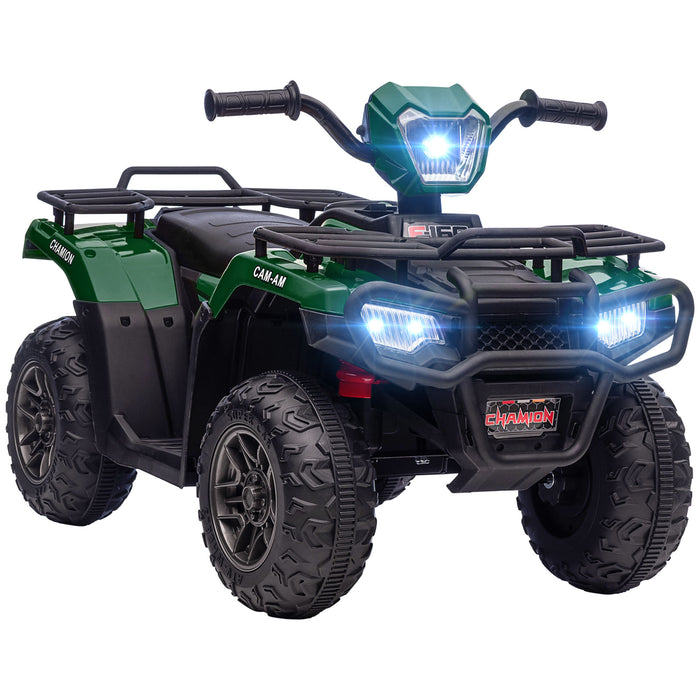 12V Electric Quad Bike for Kids w/ LED Headlights, Music - Green