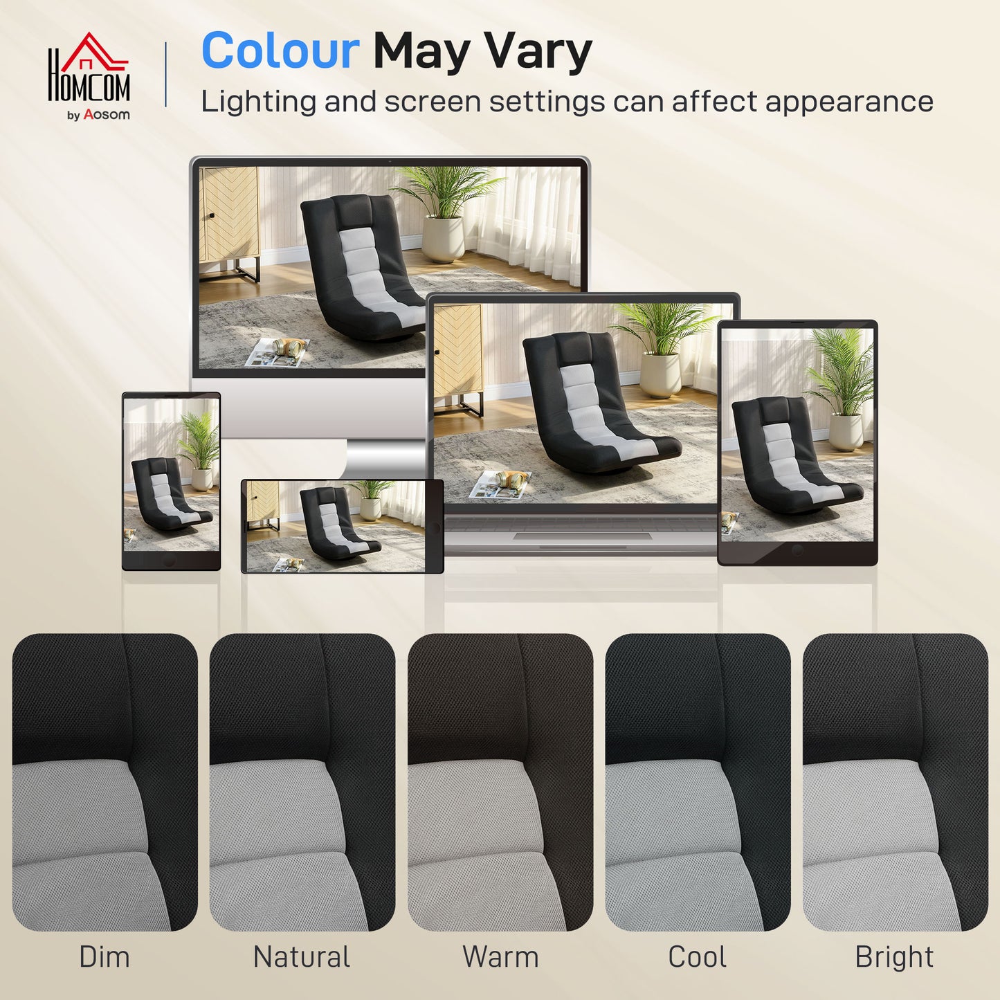 Folding Floor Chair, Floor Sofa with Adjustable Backrest, Wide Seat