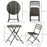 3 PCS Rattan Wicker Bistro Set with Easy Folding, Hand Woven Rattan Coffee Table and Chairs for Outdoor Lawn, Pool, Balcony & Garden, Grey