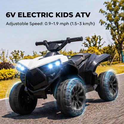 6V Kids ATV, Battery Powered Ride on Car for Ages 18-56 M, White