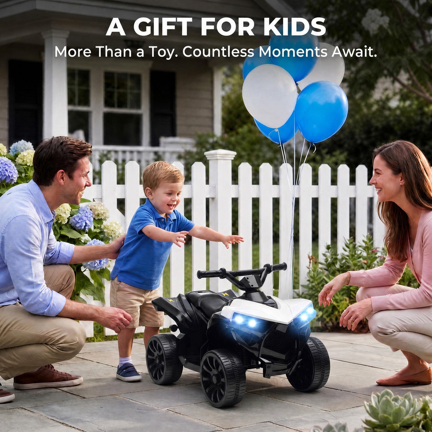 6V Kids ATV, Battery Powered Ride on Car for Ages 18-56 M, White