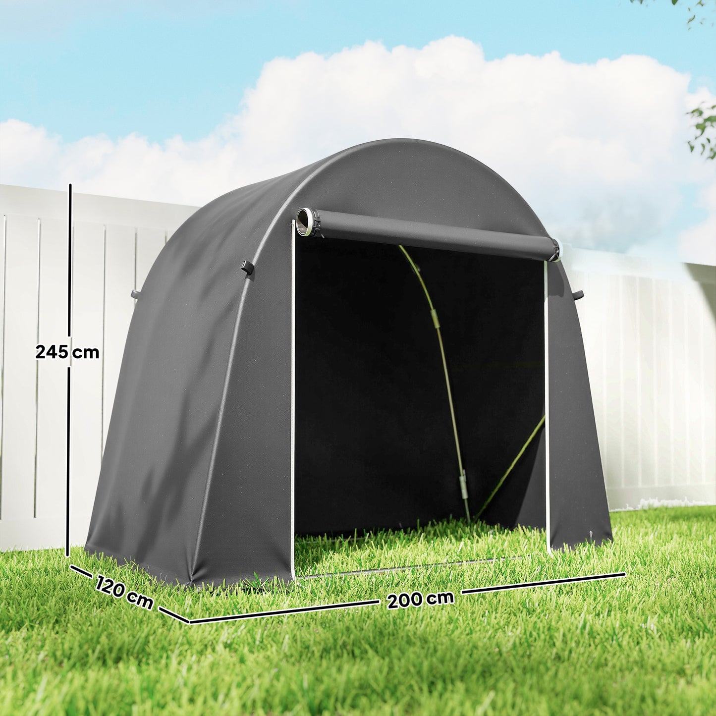 8 x 4 ft Garden Storage Shed Tent Bike Tent, Dark Grey