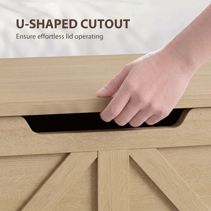 Storage Trunk for Living Room with Safety Hinge, 80cm, Nature Wood