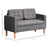 Modern 2 Seater Sofa with Hidden Storage, 117cm Tufted Cotton Couch, Compact Loveseat Sofa with Wood Legs, Grey