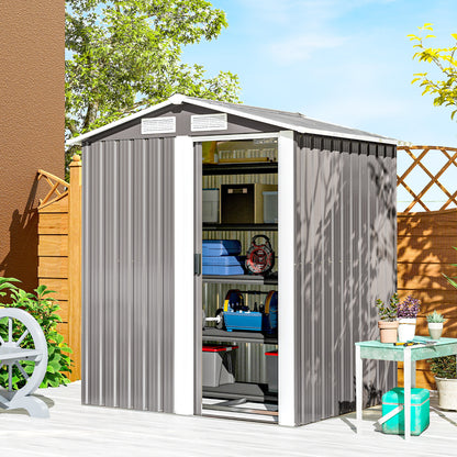 5ft x 4.3ft Outdoor Metal Storage Shed with Sliding Door Sloped Roof