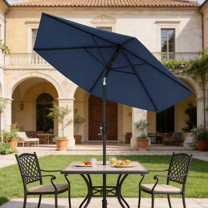 2.6M Garden Parasol Umbrella with Aluminium Pole, Tilt, Navy Blue