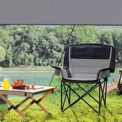 Camping Chair for Adults, Padded Folding Chair, Grey