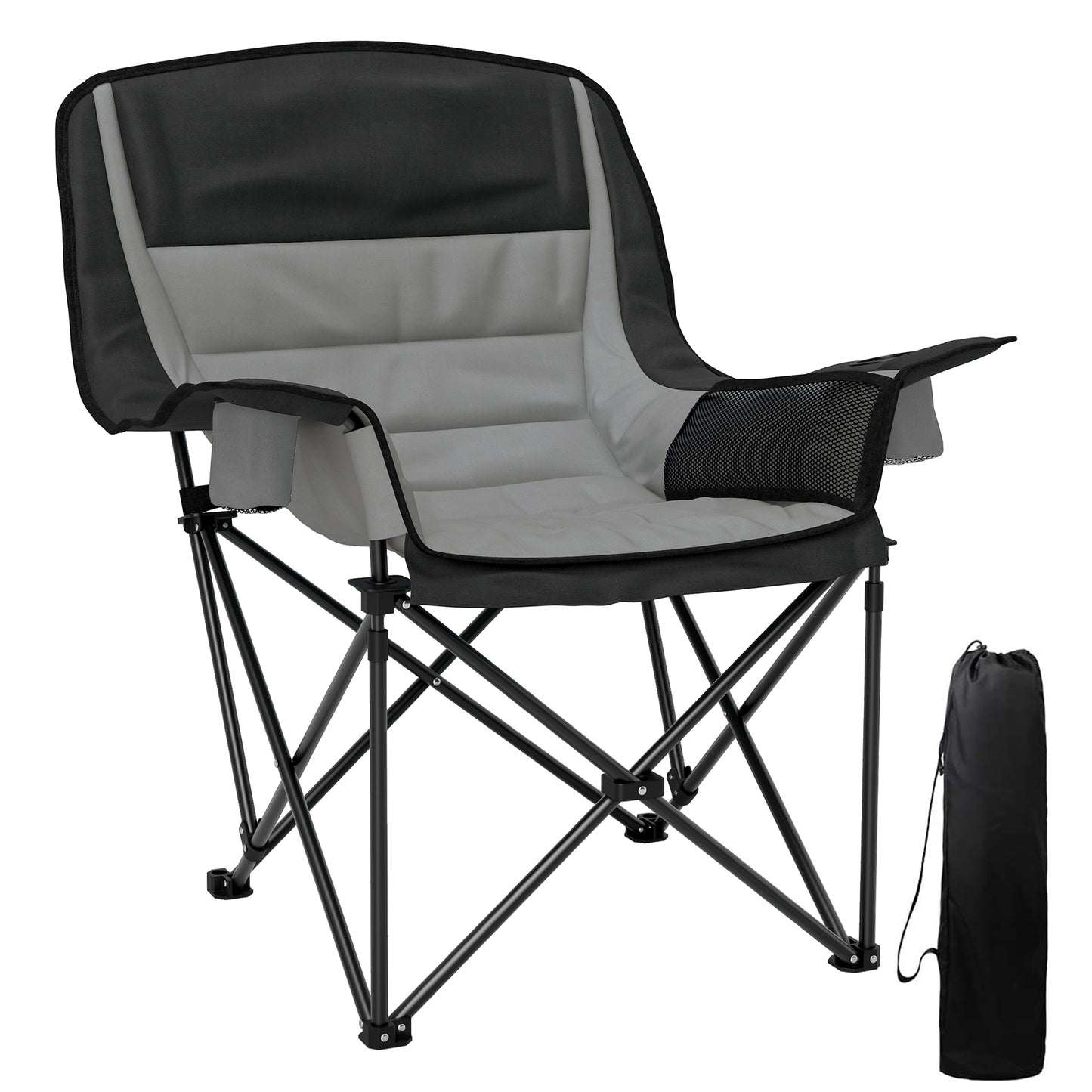 Camping Chair for Adults, Padded Folding Chair, Grey