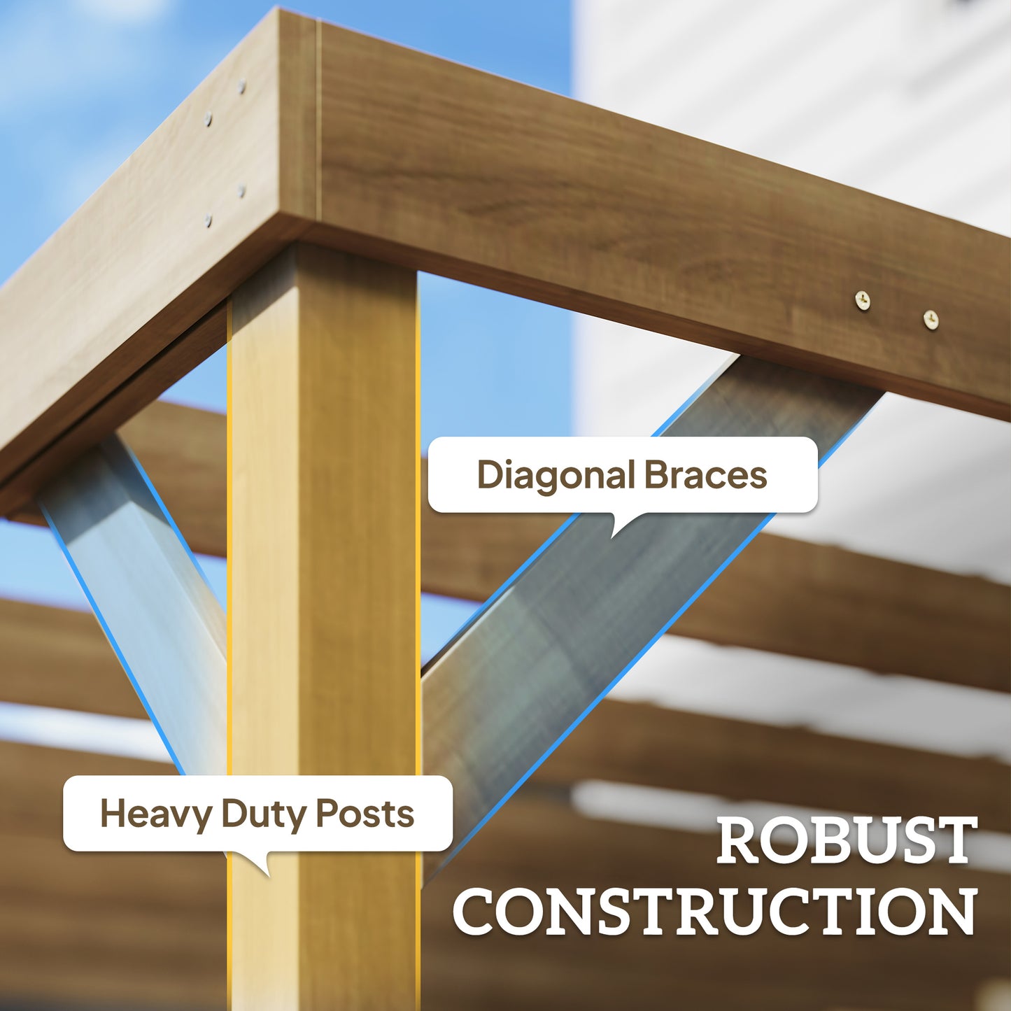 2.4 x 2.4m Lean-To Wooden Pergola Kit, Grape Trellis with Stable Structure