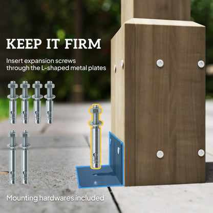 2.4 x 2.4m Lean-To Wooden Pergola Kit, Grape Trellis with Stable Structure