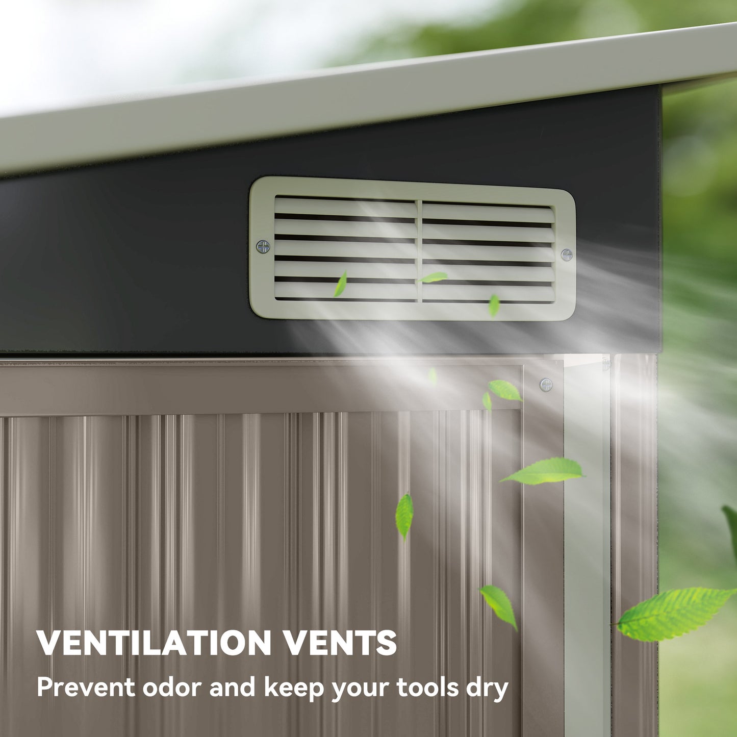 Outdoor Storage Shed, 7.5 x 4.3ft Metal Garden Shed, Light Grey