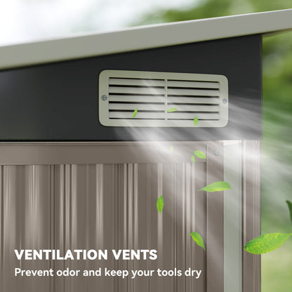 Outdoor Storage Shed, 7.5 x 4.3ft Metal Garden Shed, Light Grey