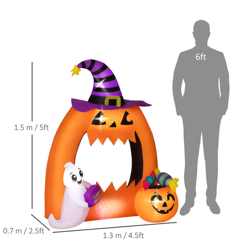 4.9FT Tall Halloween Inflatable Pumpkin Archway w/ Cute Ghost