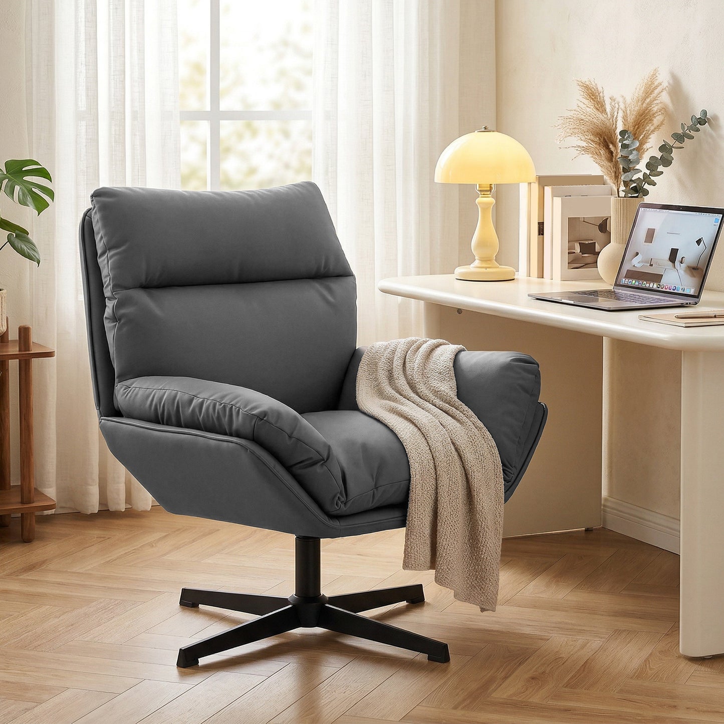 Accent Chair with 360 Swivel Dark Grey
