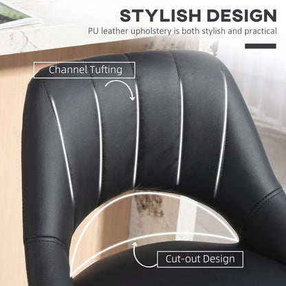 Barstools Set of 2, Dining Stools with Backrest and Footrest, Black