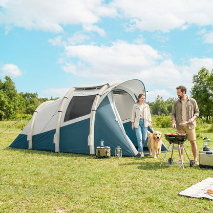 Inflatable Camping Tent w/ Air Pump, 2-3 Person Blow Up Tent Green