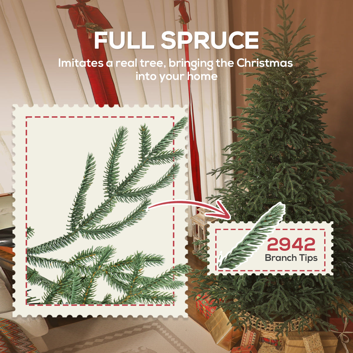 7 ft Christmas Tree, Full Spruce Xmas Tree, Easy Assembly