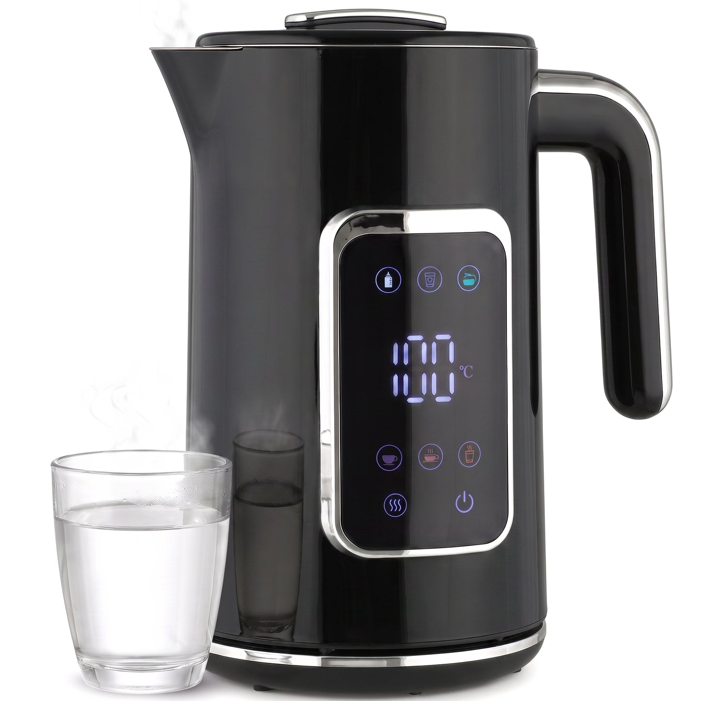 1.7L Fast Boil 3000W Electric Kettle with LED Display, Black
