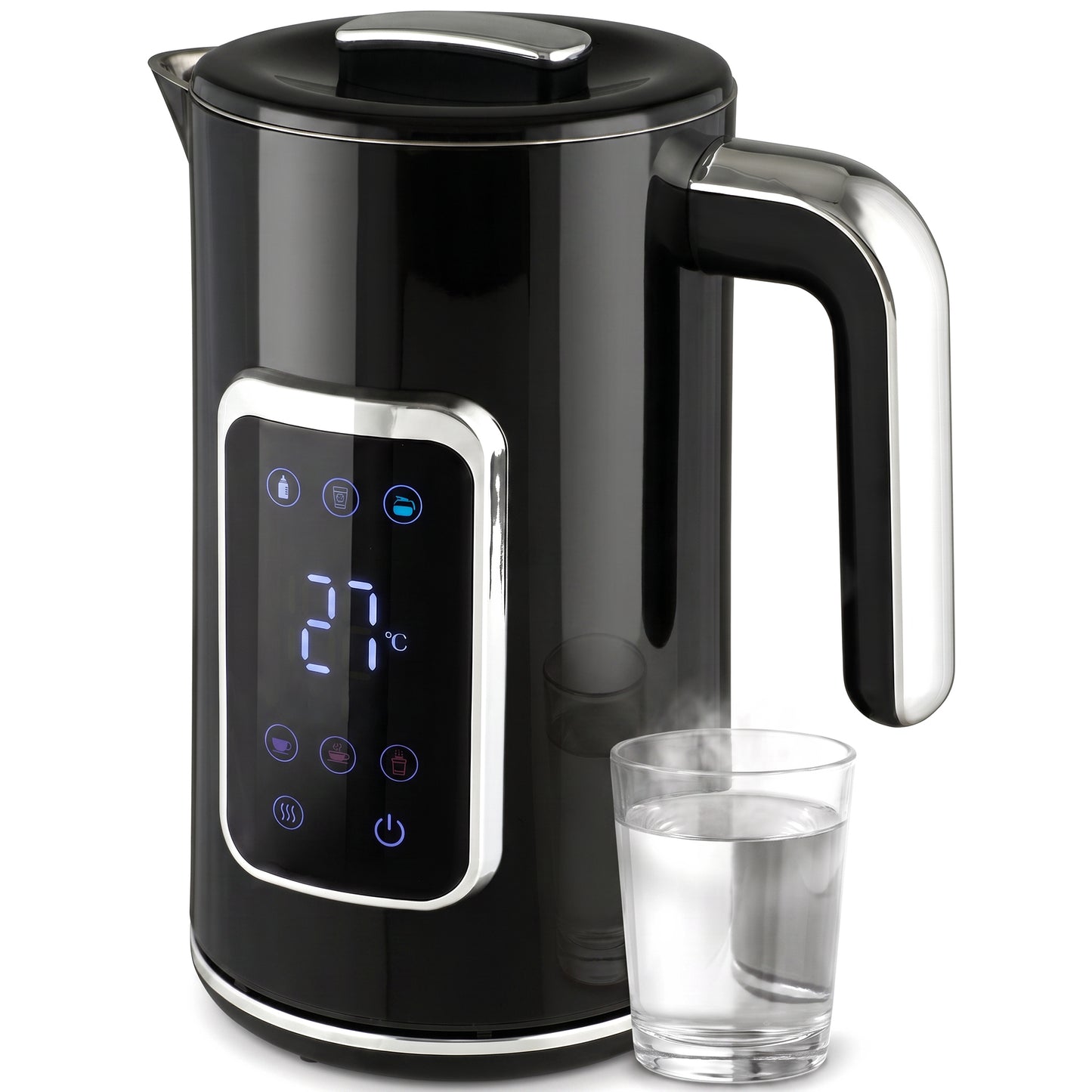 1.7L Fast Boil 3000W Electric Kettle with LED Display, Black