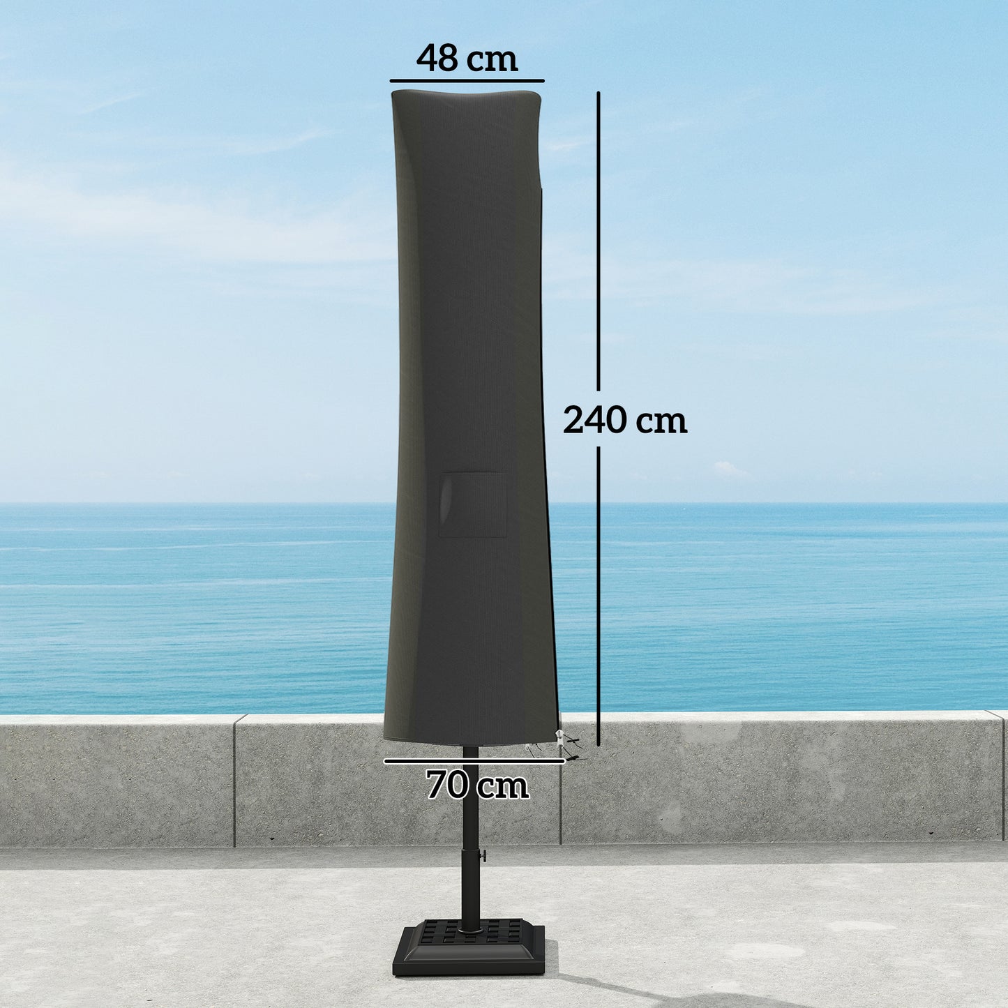 Parasol Umbrella Cover, Outdoor Protector for Garden, Grey